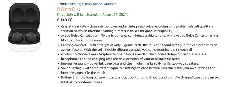 Supostas especificações e data de lançamento do Galaxy Buds 2. (Fonte: SnoopyTech via Twitter / Reprodução)