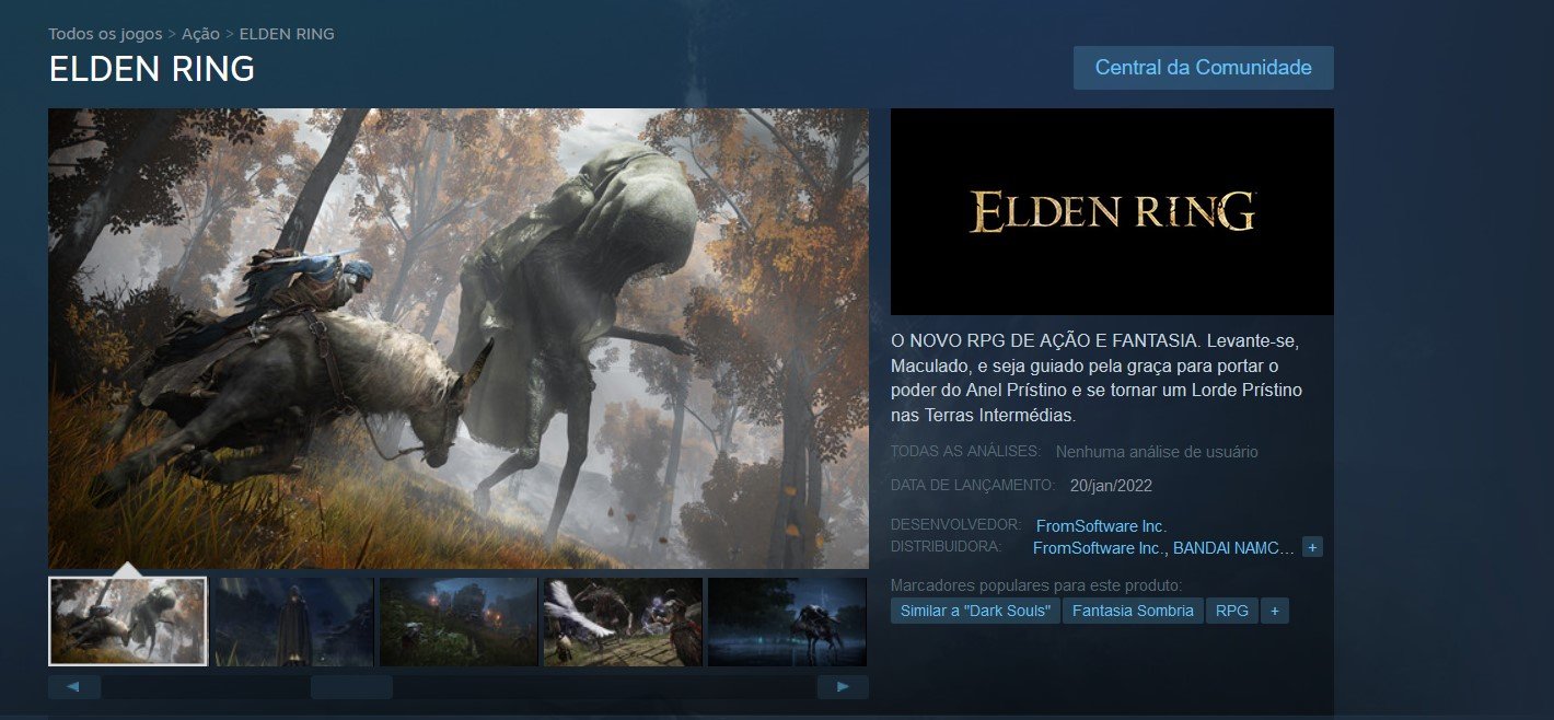 Requisitos mínimos de Elden Ring no PC são retirados do Steam