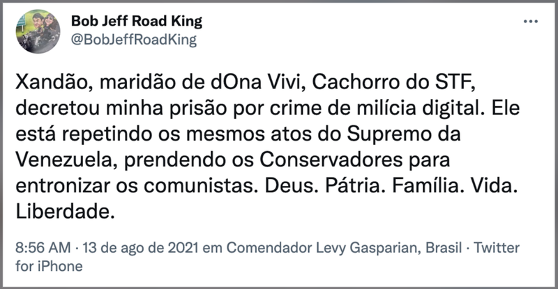 Publicação realizada antes da prisão