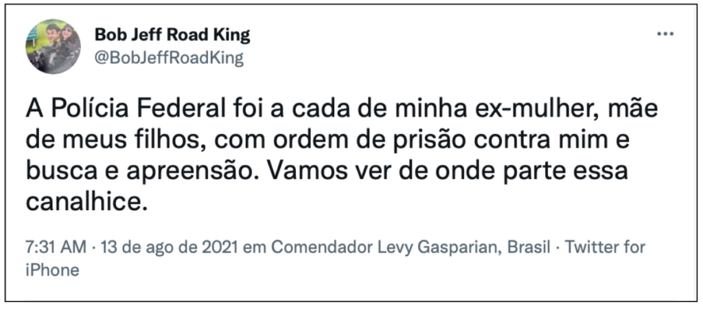 Rede social revelou que o político estava em Comendador Levy Gasparian, município com cerca de 8 mil habitantes no Rio de Janeiro