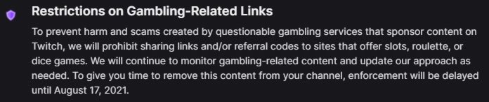 Comunicado enviado aos streamers explica que decisão busca prevenir fraudes e danos aos usuários (Fonte: Twitch/Reprodução)