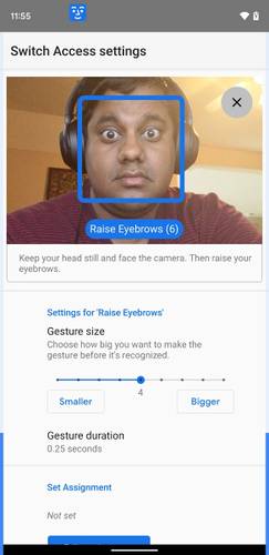 Interface de opções para configuração de expressões faciais