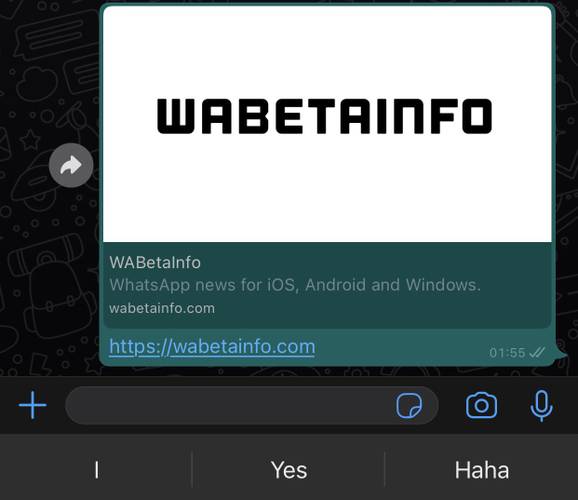 Novo formato de prévia para links compartilhados no WhatsApp.