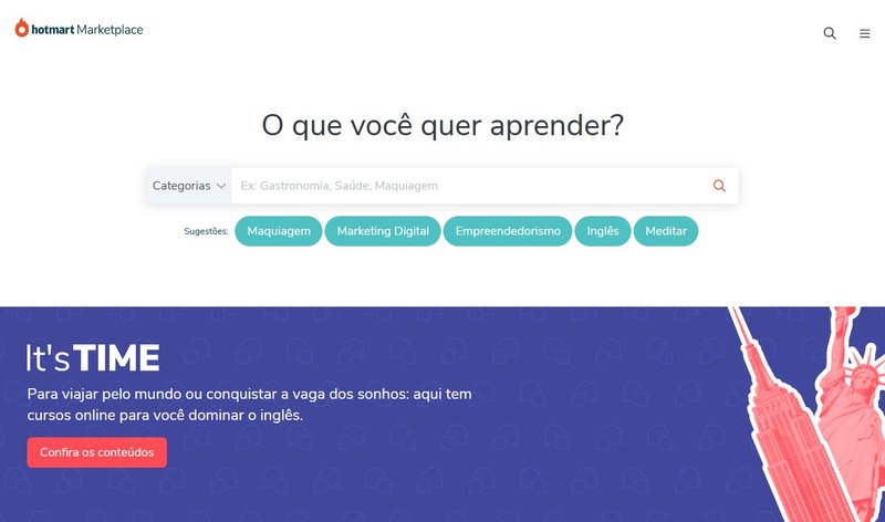 Depois de terminar o seu cadastro, é possível começar a procurar os cursos, e-books, ou treinamentos em tempo real que você gostaria de aprender