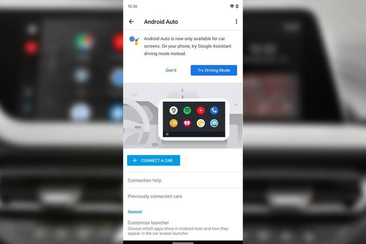 Tela informando que o Android Auto não estará mais disponível para 