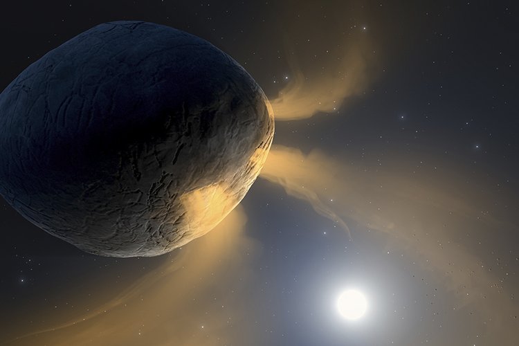 Ilustração mostra o resultado da evaporação de sódio no asteroide Phaethon