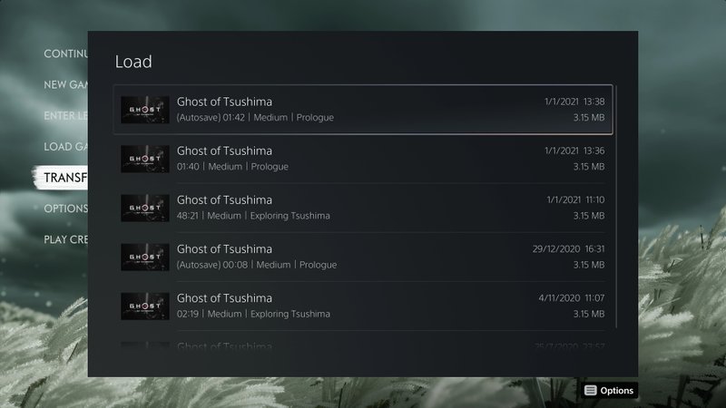 As telas do cross-save de Ghost of Tsushima no PS5 (Imagem: Eurogamer/Reprodução)