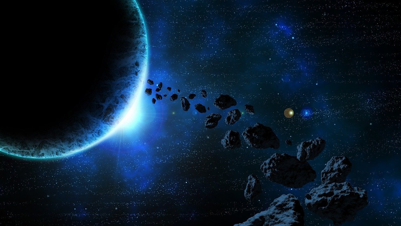 Ilustração do cinturão de asteroides do sistema solar.