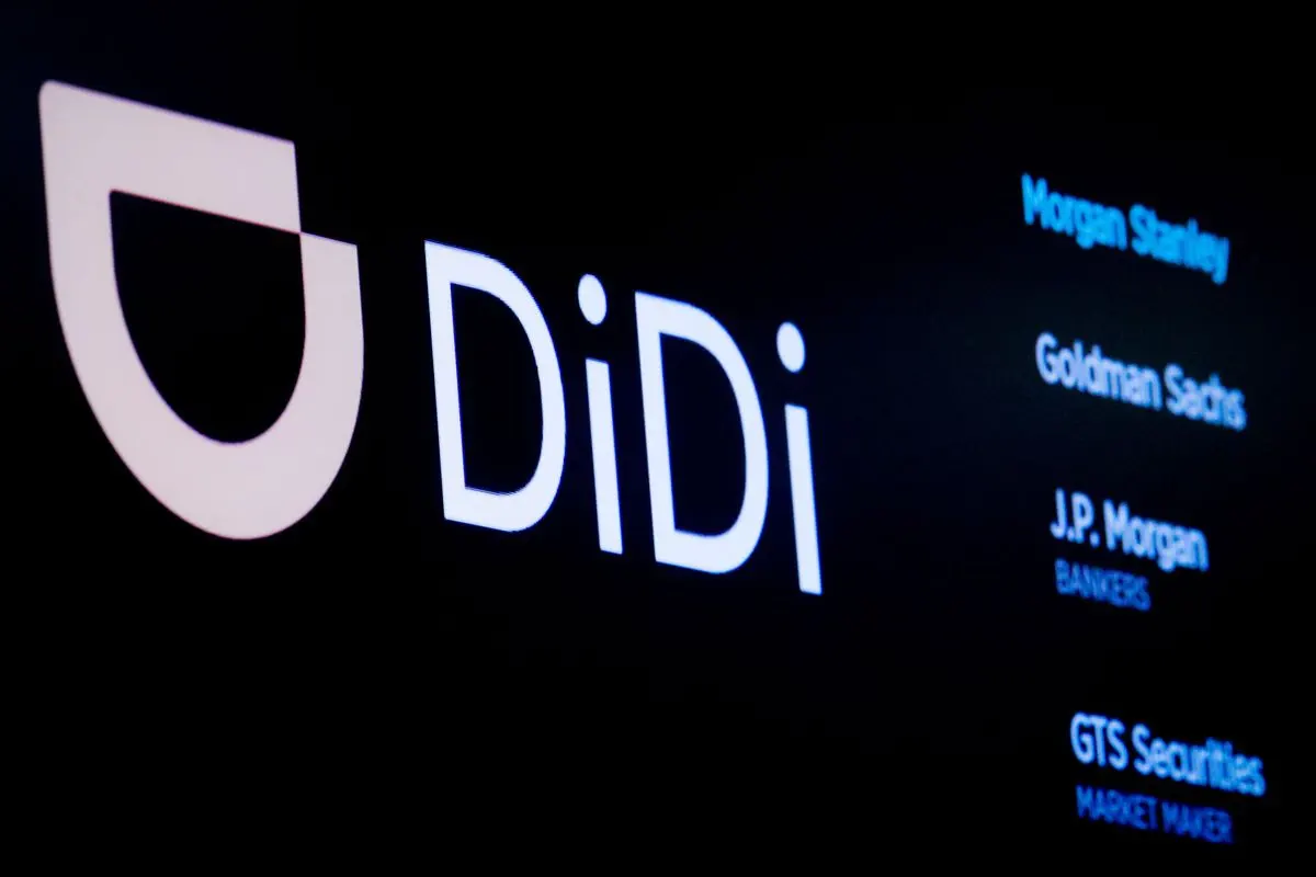 Logo da Didi durante seu IPO na Bolsa de Nova York (Fonte: Brendan McDermid/Reuters/Reprodução.)