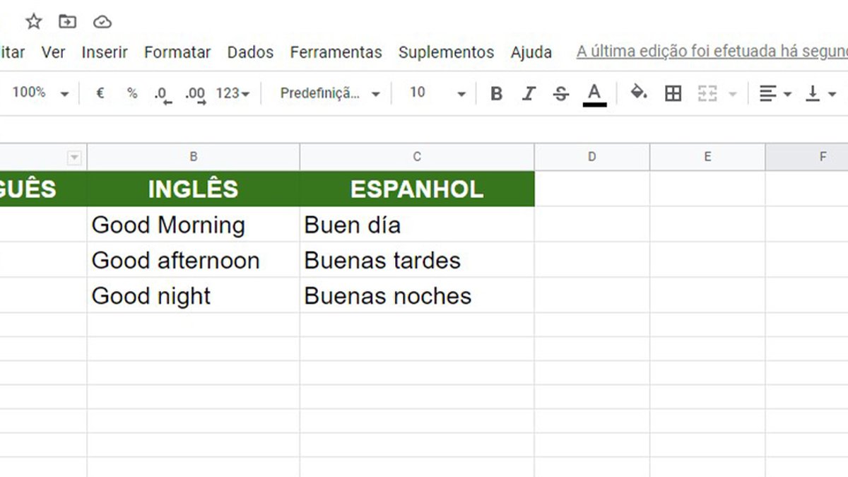 Google Tradutor: como salvar o significado das palavras em planilhas