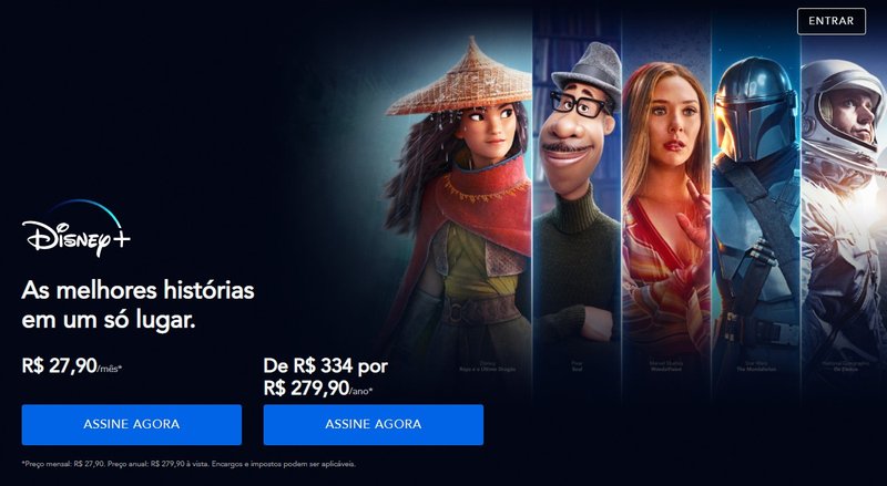 Para escolher o plano, clique no botão logo abaixo da oferta