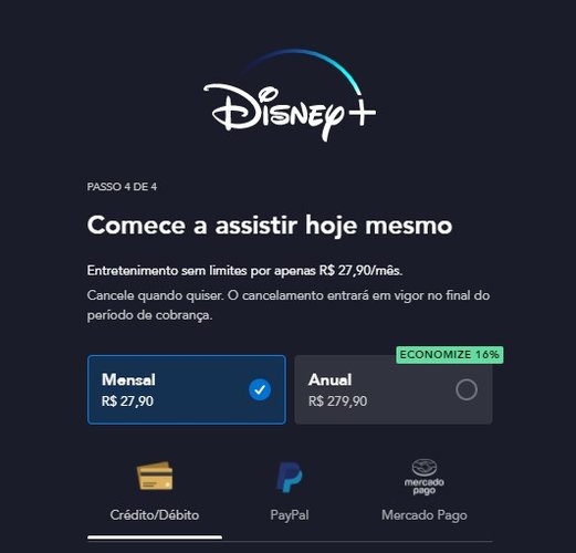 É possível assinar com cartão de crédito, conta no PayPal ou com o Mercado Pago