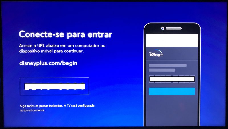 Insira o código que aparece na sua TV no site de cadastro para registrar seu dispositivo