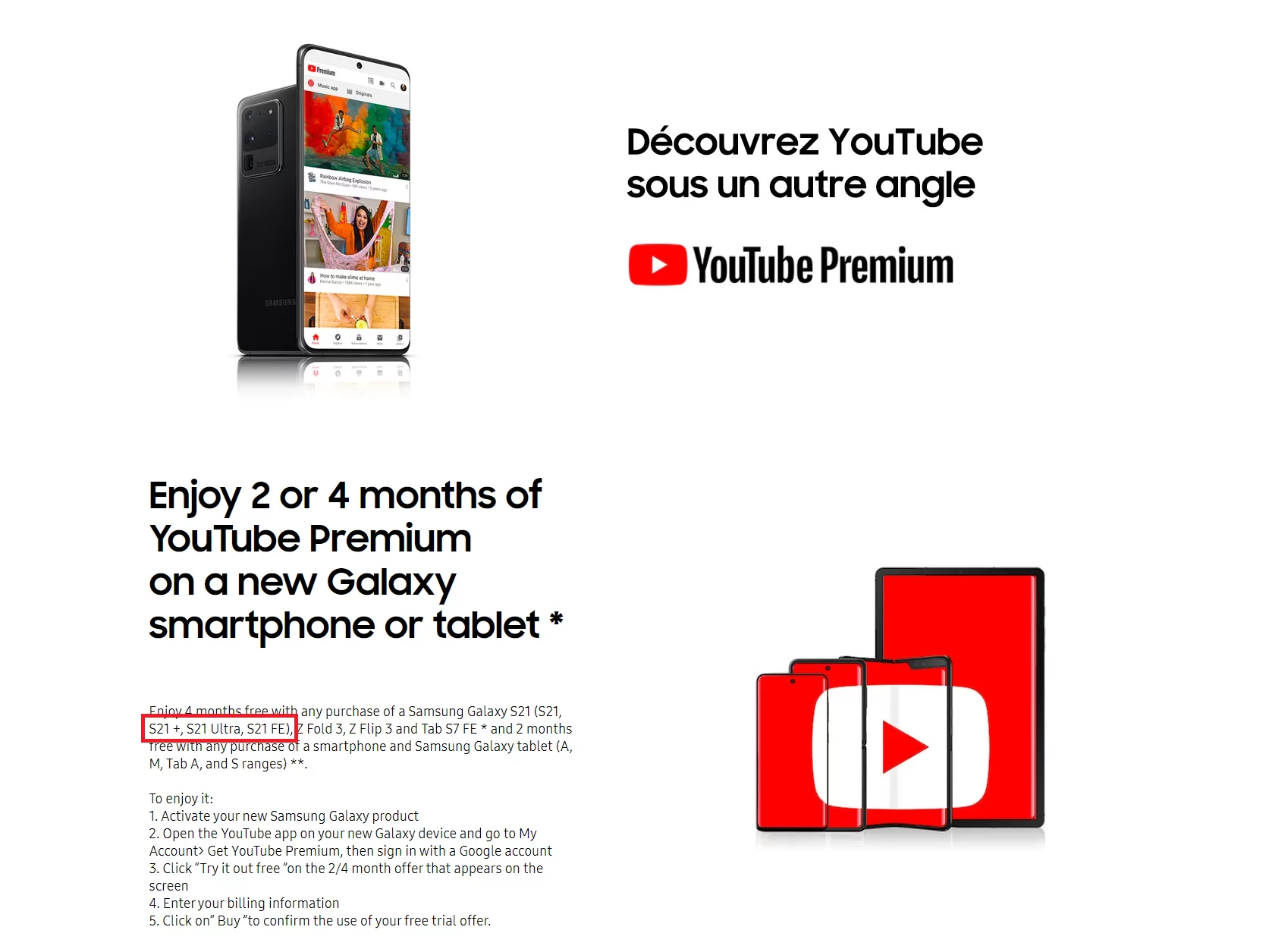 Anúncio no site francês da Samsung cita o futuro Galaxy S21 FE.