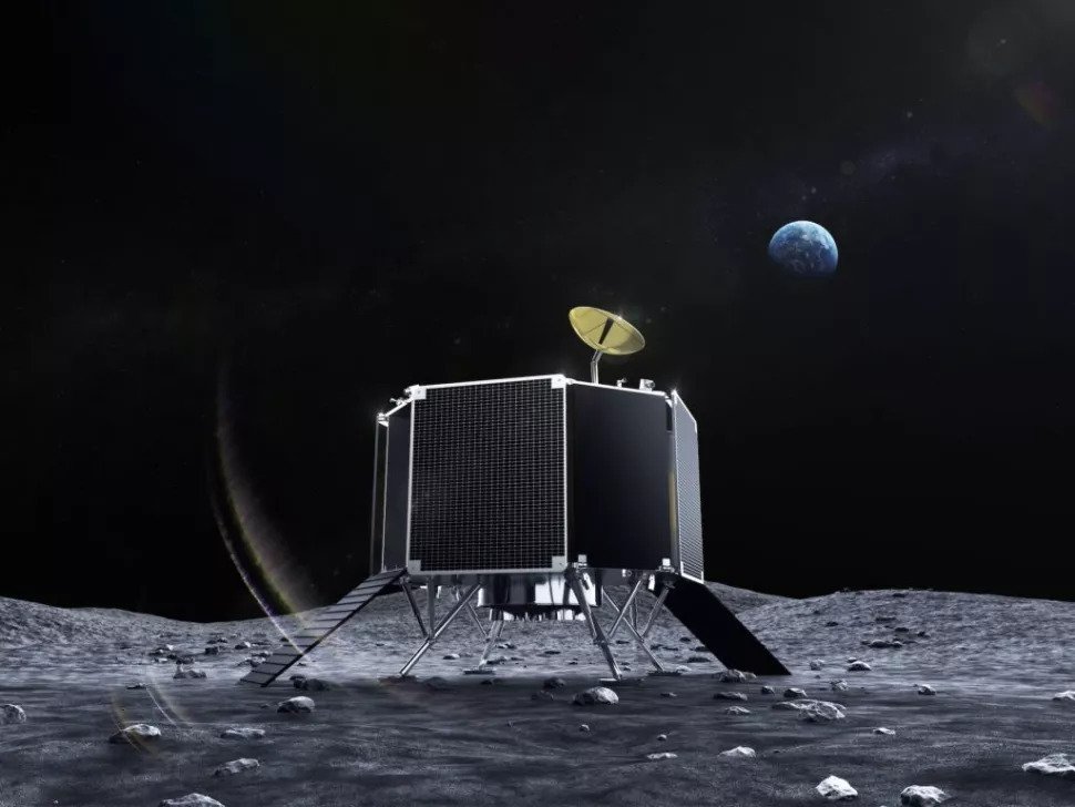 Novo módulo lunar da ispace, em ilustração da empresa.