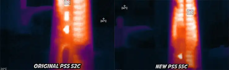 Comparação de temperatura entre as duas versões do PS5