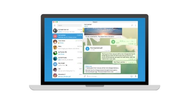 O Telegram também possui versão para desktop e pode ser aberto no navegador.