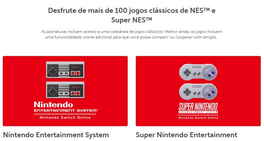 Atualmente o Switch Online oferece jogos do NES e do SNES