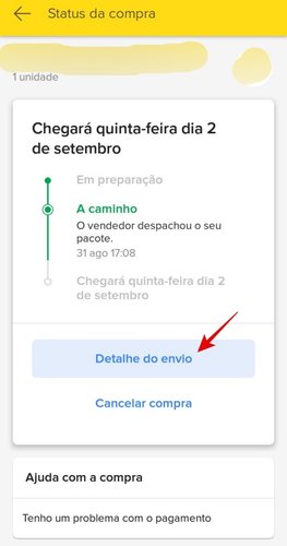 Informações sobre o envio.