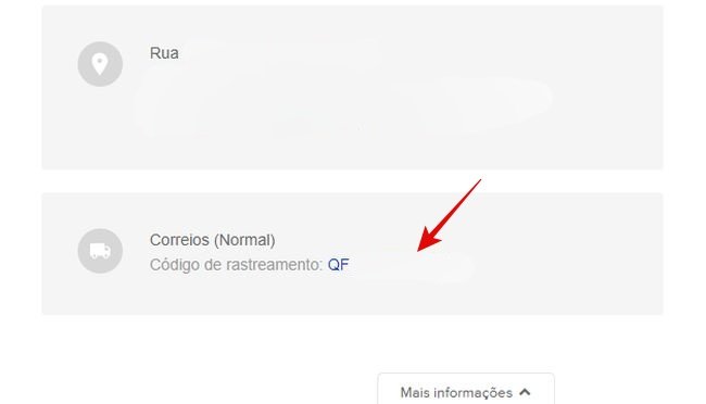 Localização do código dos Correios.