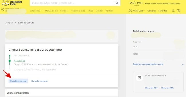 Atualizações sobre a entrega do pedido.