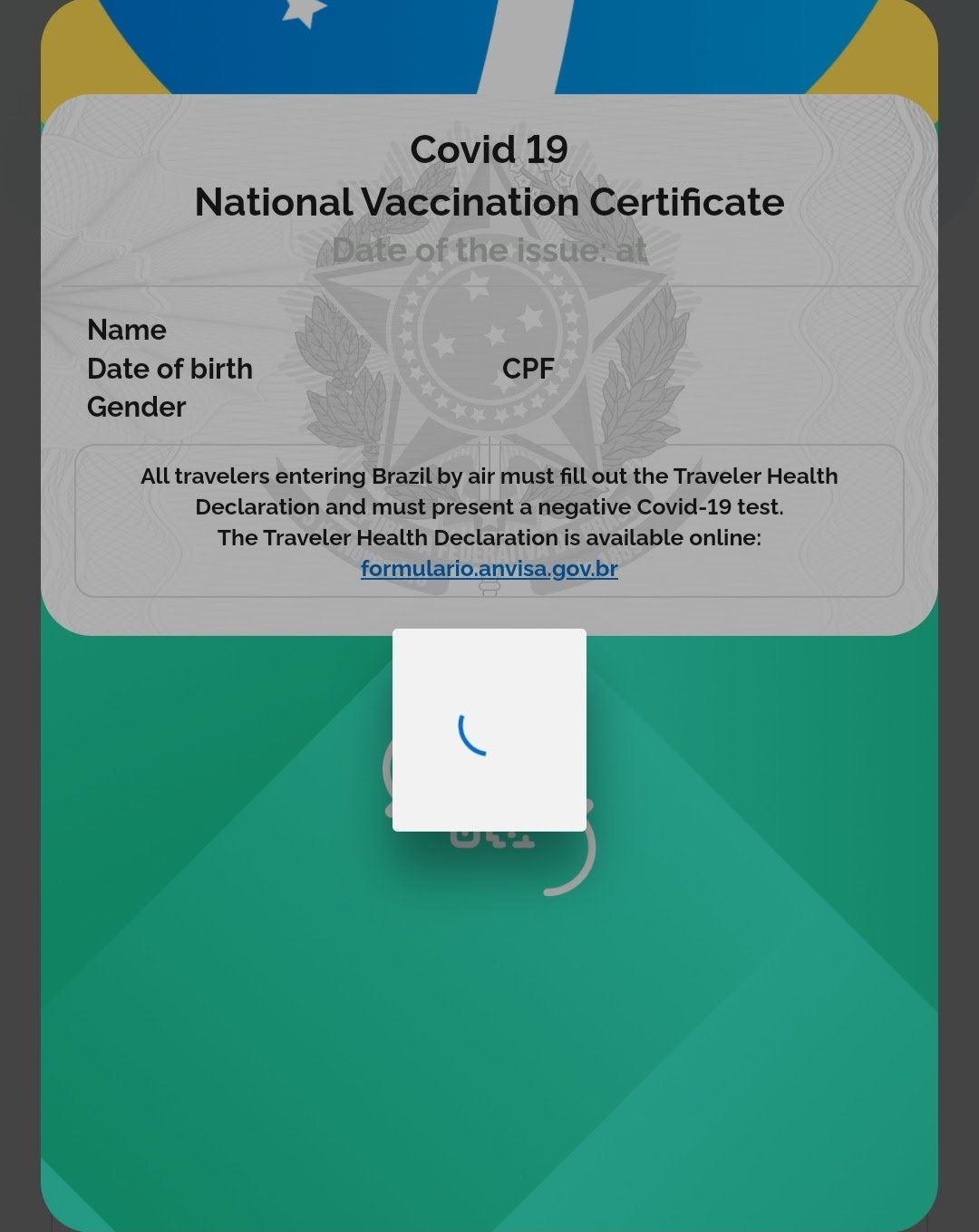 Certificado vacinação