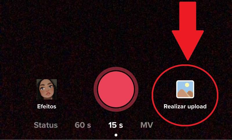 A opção realizar um upload permite utilizar um conteúdo salvo na galeria do seu celular