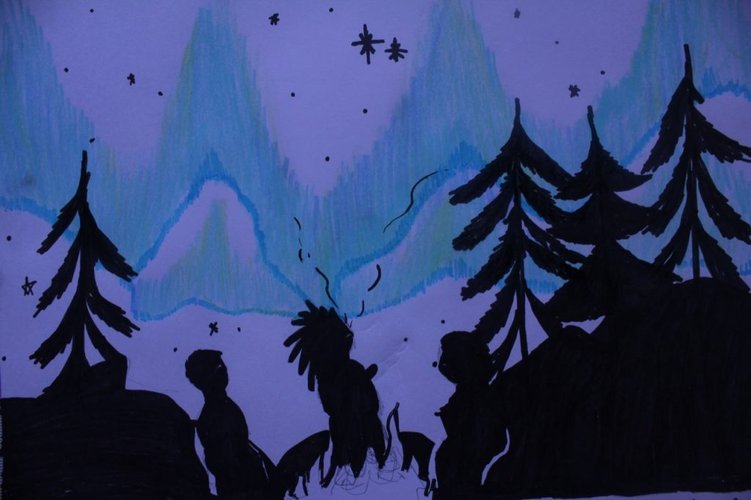 'Brilho do Céu', desenho de Raica Alvares, indígena do povo Guarani-Ñhandeva