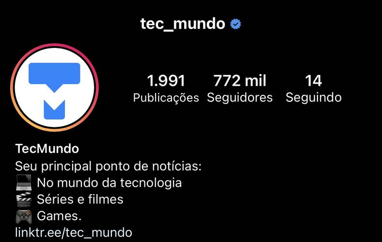 Contas Verificadas recebem um selo azul ao lado do nome do perfil