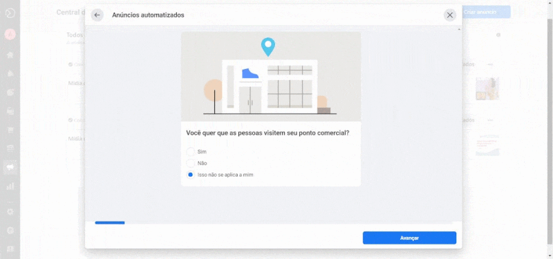 Exemplo de criação de um anúncio automatizado no Facebook Business. (Fonte: Facebook Business, Adriano Camacho / Reprodução)