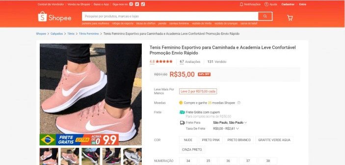 Preços extremamente baixos ligaram o alerta de produtos ilegais do Procon-SP. (Fonte: Shopee/Reprodução)