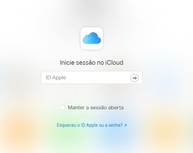 Para acessar o iCloud Web é preciso se logar com o seu Apple Id