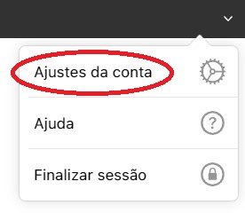 Clique na seta para baixo, ao lado do seu nome, para acessar o Menu da sua conta Apple