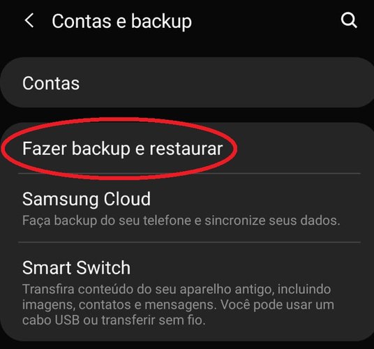 Aperte na opção para ser direcionado a tela onde fica os seus backups da conta Android