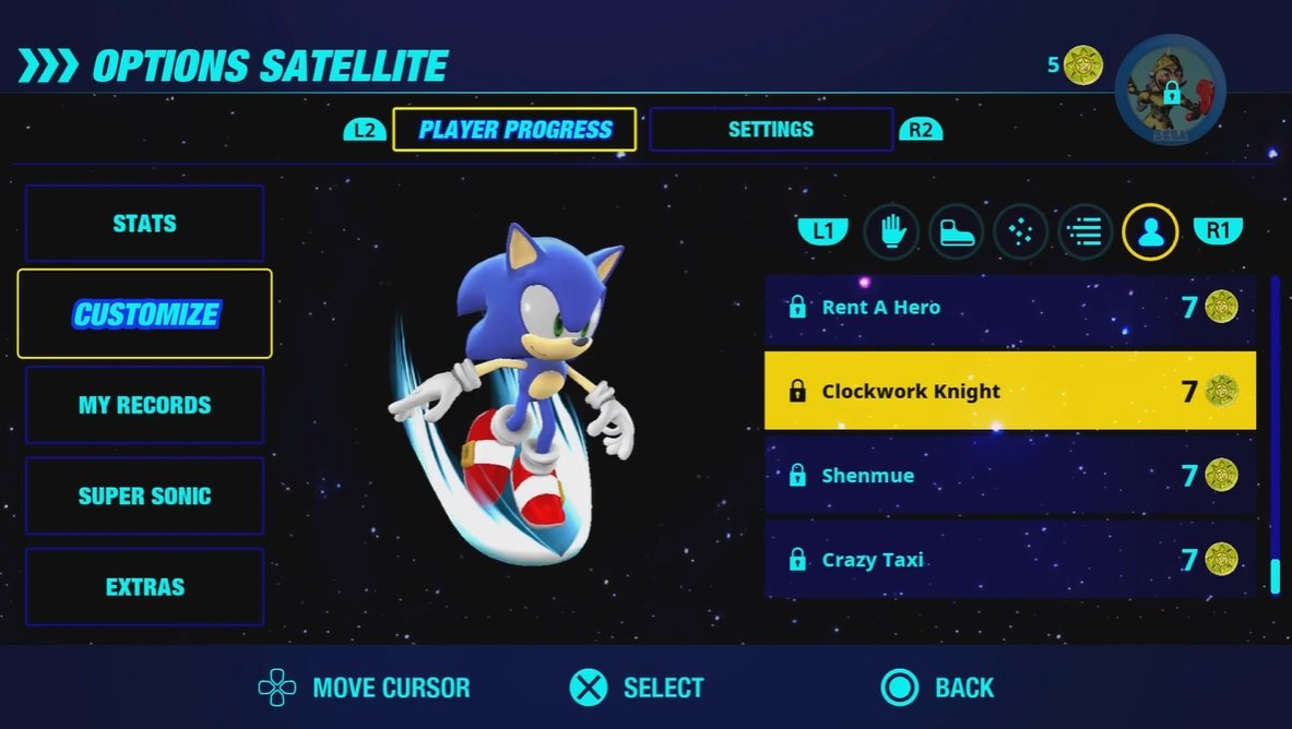 Em Sonic Colors Ultimate, você pode trocar os seus tokens por novos itens cosméticos