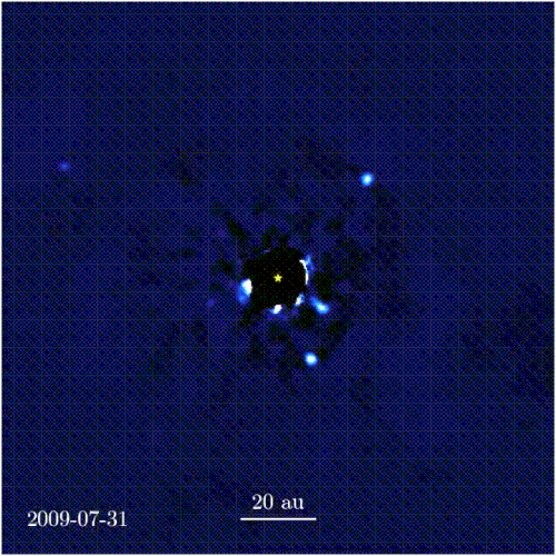 Sistema planetário HR 8799, com 4 exoplanetas