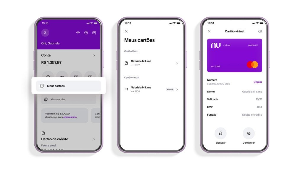 Agora é possível gerar um cartão virtual no app da Nubank na função débito  - Passageiro de Primeira