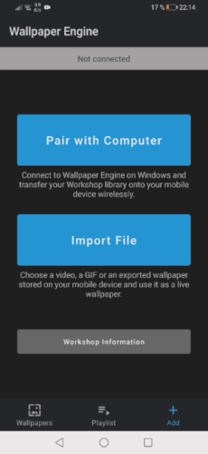 Importação de papéis de parede para o celular