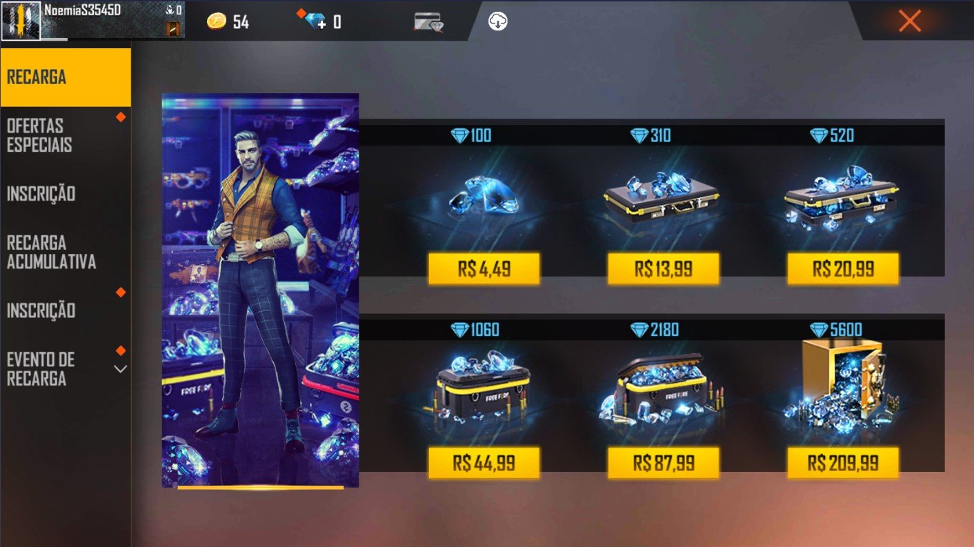 Como recarregar diamantes no free fire com cartão de crédito?