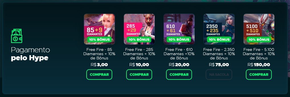 Free Fire: como comprar diamantes com descontos pelo Hype