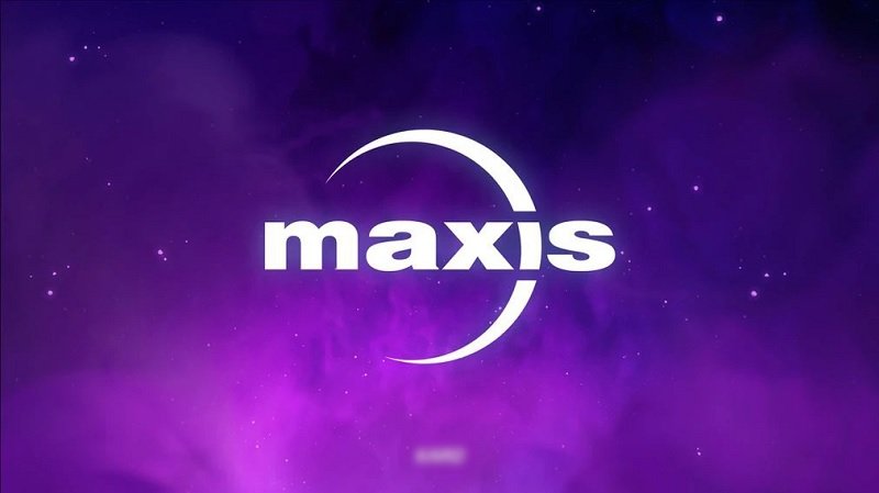 Logo da Maxis num estilo espaço sideral