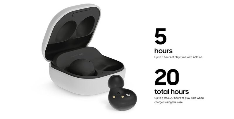 No total, o Galaxy Buds 2 oferece 20 horas de bateria.