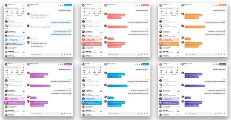 Algumas das opções coloridas do app.