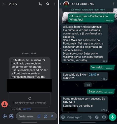 A ferramenta de bater ponto pelo WhatsApp é oferecida aos clientes da startup.