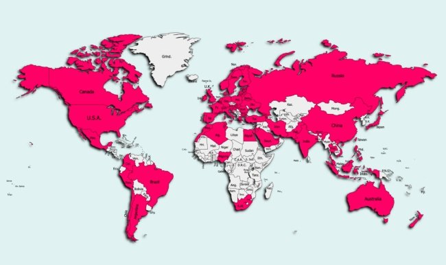 Mapa mostra países onde há vítimas da campanha.