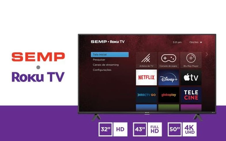 A parceria entre a Semp TCL e Roku.