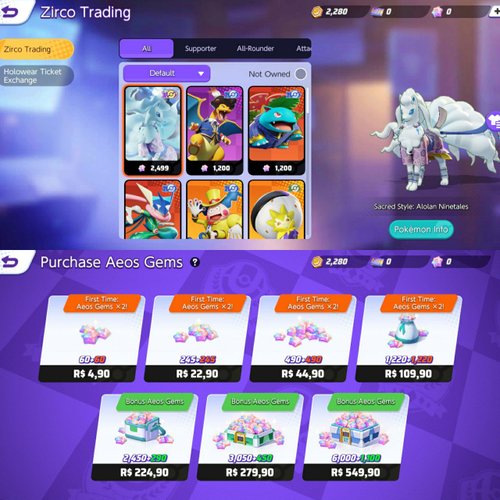 É necessário comprar o pacote de gemas de R$ 224,90 para conseguir resgatar o novo Alolan Ninetales