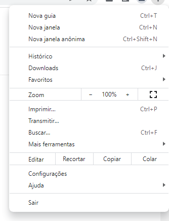 Novo menu de personalização e controle