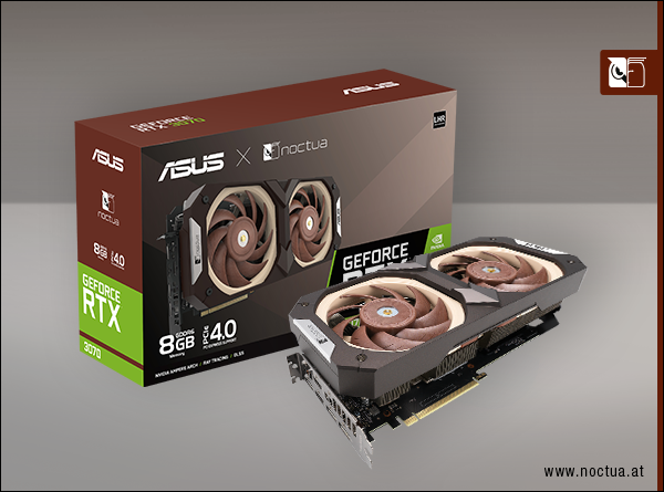Visual da nova GeForce RTX 3070 em parceria com a Noctua. (Fonte: Noctua / Reprodução)