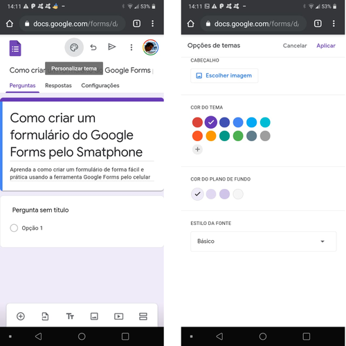 Uma imagem pode ser adicionada ao cabeçalho para personalizar ainda mais o formulário. (Fonte: Google Forms/Reprodução)